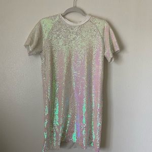 White Sequin Mini Dress
